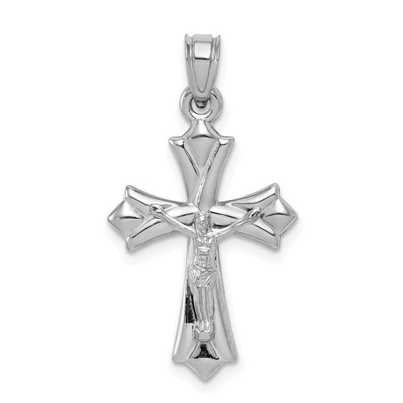 Million Charms 10k White Gold Reversible Crucifix /Cross Necklace Charm Pendant